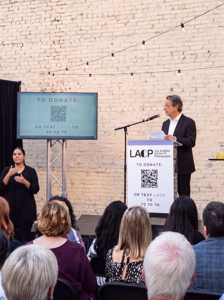 Egemen Mustafa Şener speaking at Los Angeles Center of Photography